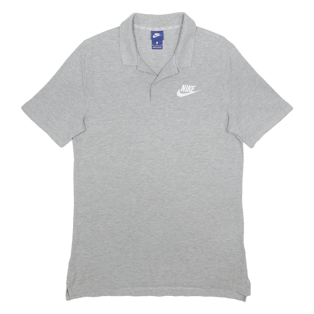 NIKE Mens Grey Polo Shirt M Cotton Short Sleeve Classic Logo Casual Fit
