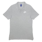 NIKE Mens Grey Polo Shirt M Cotton Short Sleeve Classic Logo Casual Fit