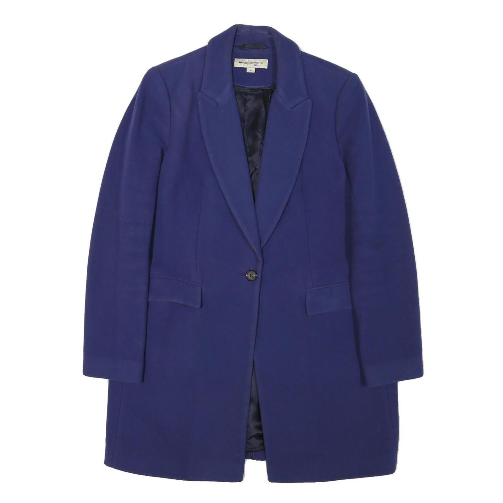 NINETEEN SEVENTYONE Womens Blue Wool Blend Button Jacket M Classic Tailored