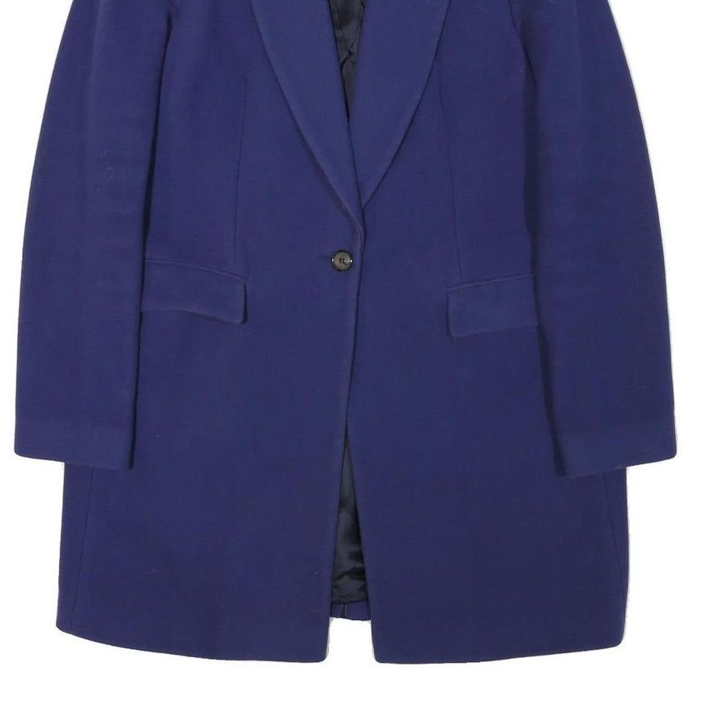 NINETEEN SEVENTYONE Womens Blue Wool Blend Button Jacket M Classic Tailored