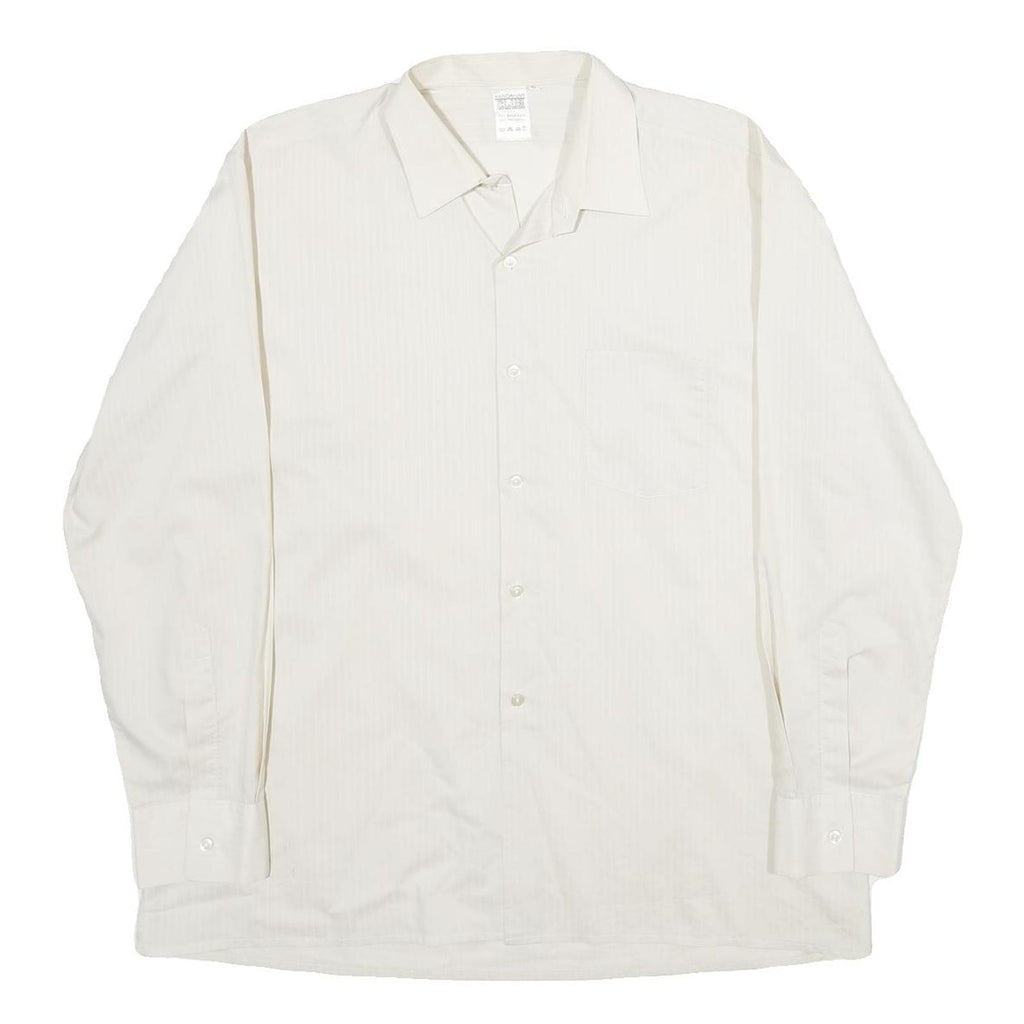 KANADAHAR CLUB Mens White Shirt L Cotton Blend Long Sleeve Button Closure