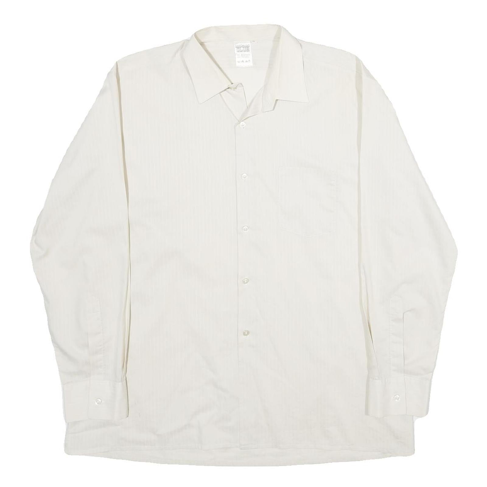 KANADAHAR CLUB Mens White Shirt L Cotton Blend Long Sleeve Button Closure