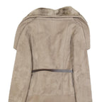 PINKO Womens Beige Faux Fur Collar Draped Jacket UK 8 Polyester Button Closure