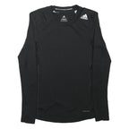 ADIDAS Boys Black Techfit Long Sleeve Crew Neck Sports T-Shirt 13-14Y