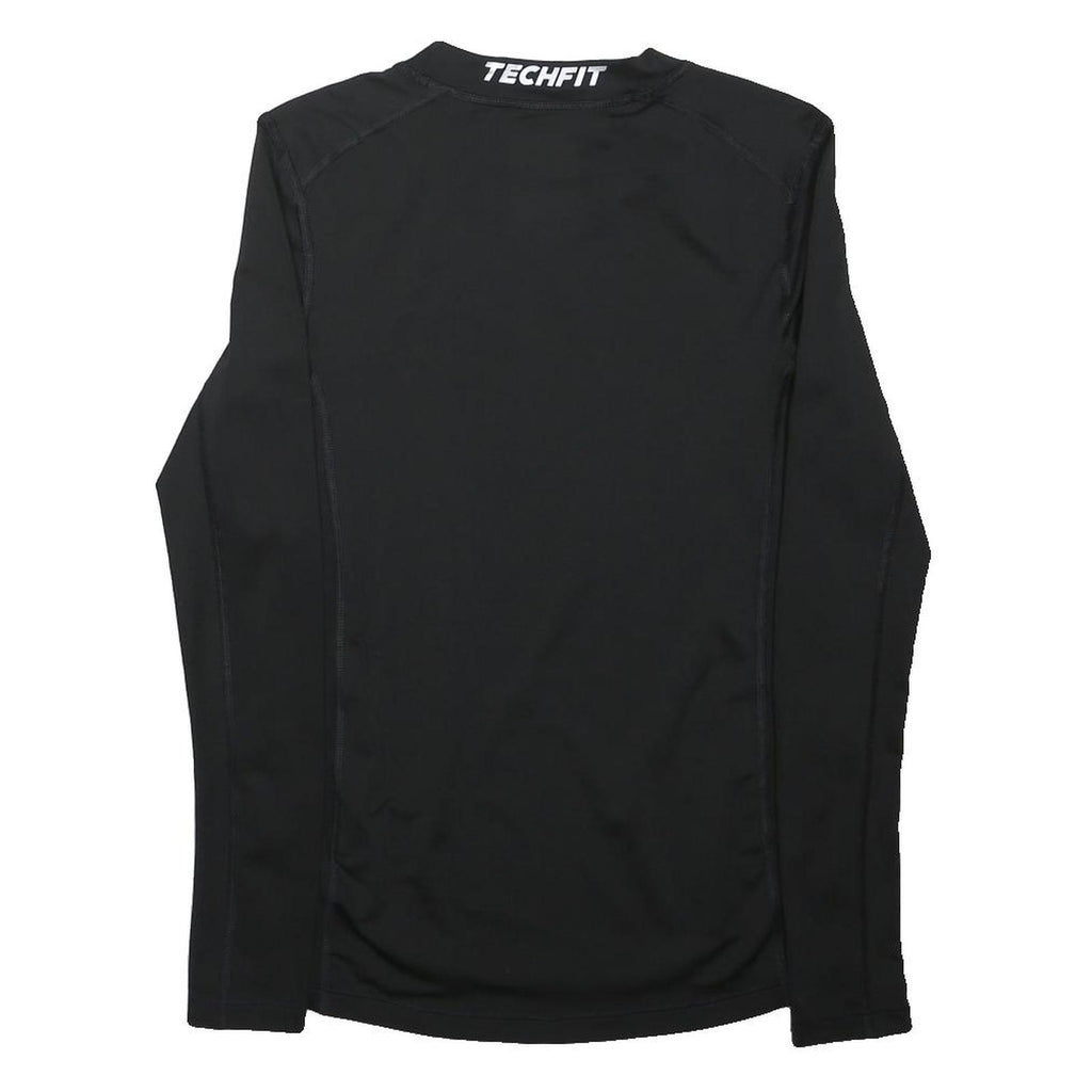 ADIDAS Boys Black Techfit Long Sleeve Crew Neck Sports T-Shirt 13-14Y