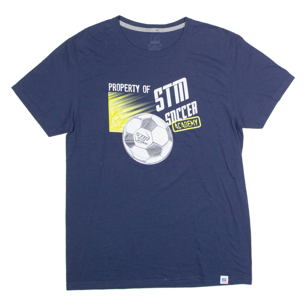 RUSSELL ATHLETIC Property Of STM Soccer Academy Mens T-Shirt Blue USA M
