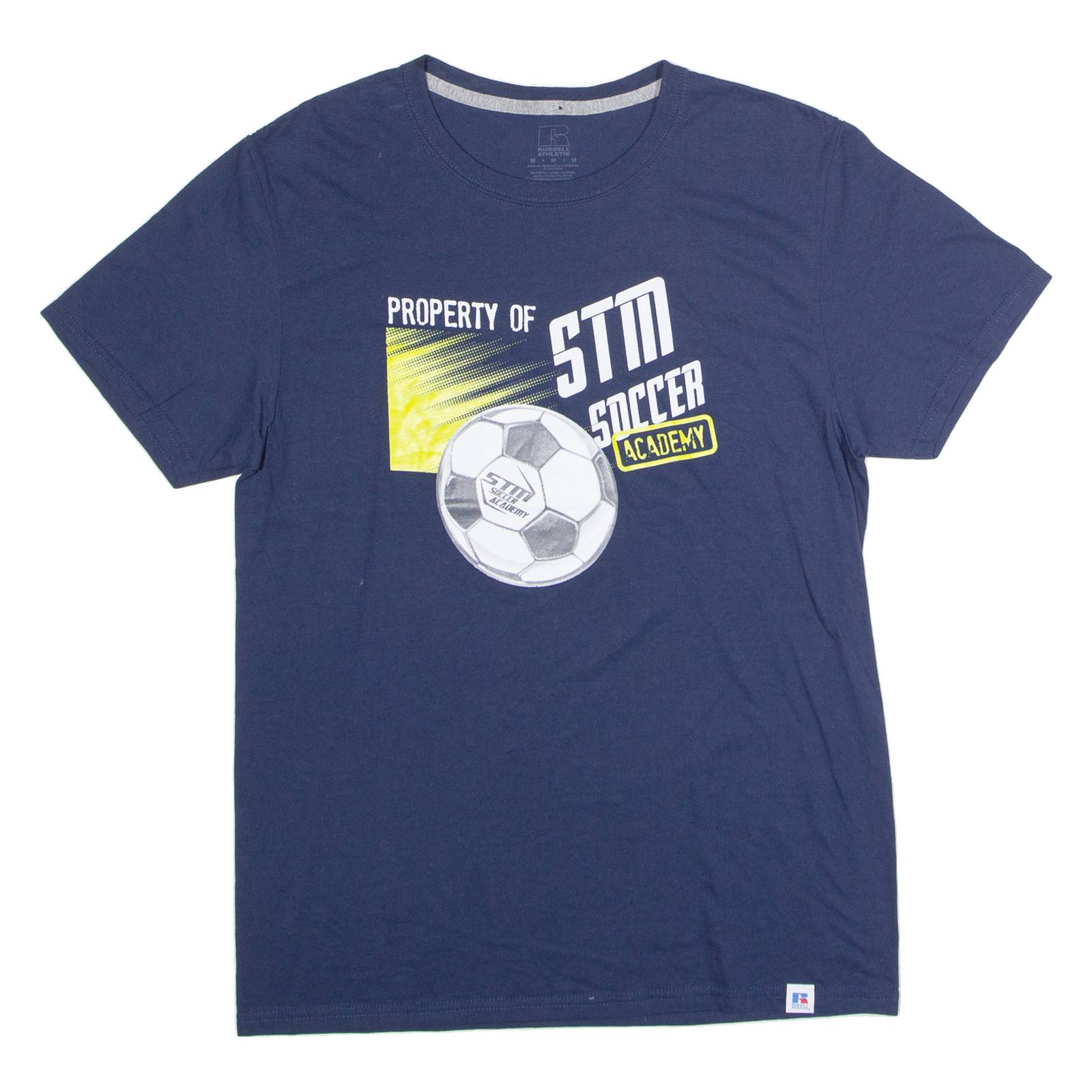 RUSSELL ATHLETIC Property Of STM Soccer Academy Mens T-Shirt Blue USA M