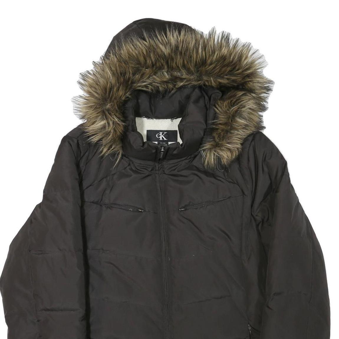 CALVIN KLEIN Womens Black Polyester Blend Puffer Jacket 2XL Zip Hooded