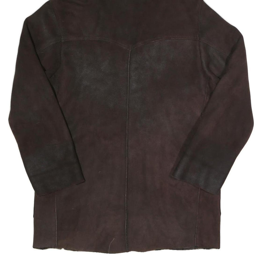 Womens Brown Faux Suede Hooded Jacket UK 16 Zip Plain Warm Casual