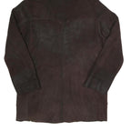 Womens Brown Faux Suede Hooded Jacket UK 16 Zip Plain Warm Casual