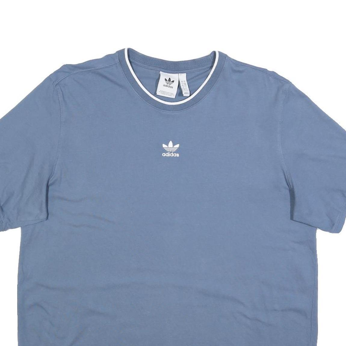 ADIDAS Mens Blue Crew Neck Short Sleeve Graphic T-Shirt L Casual Cotton