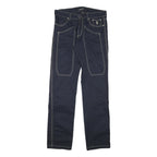 JECKERSON Mens Cotton Blend Navy Slim Straight Trousers W32 L32 Stylish Casual