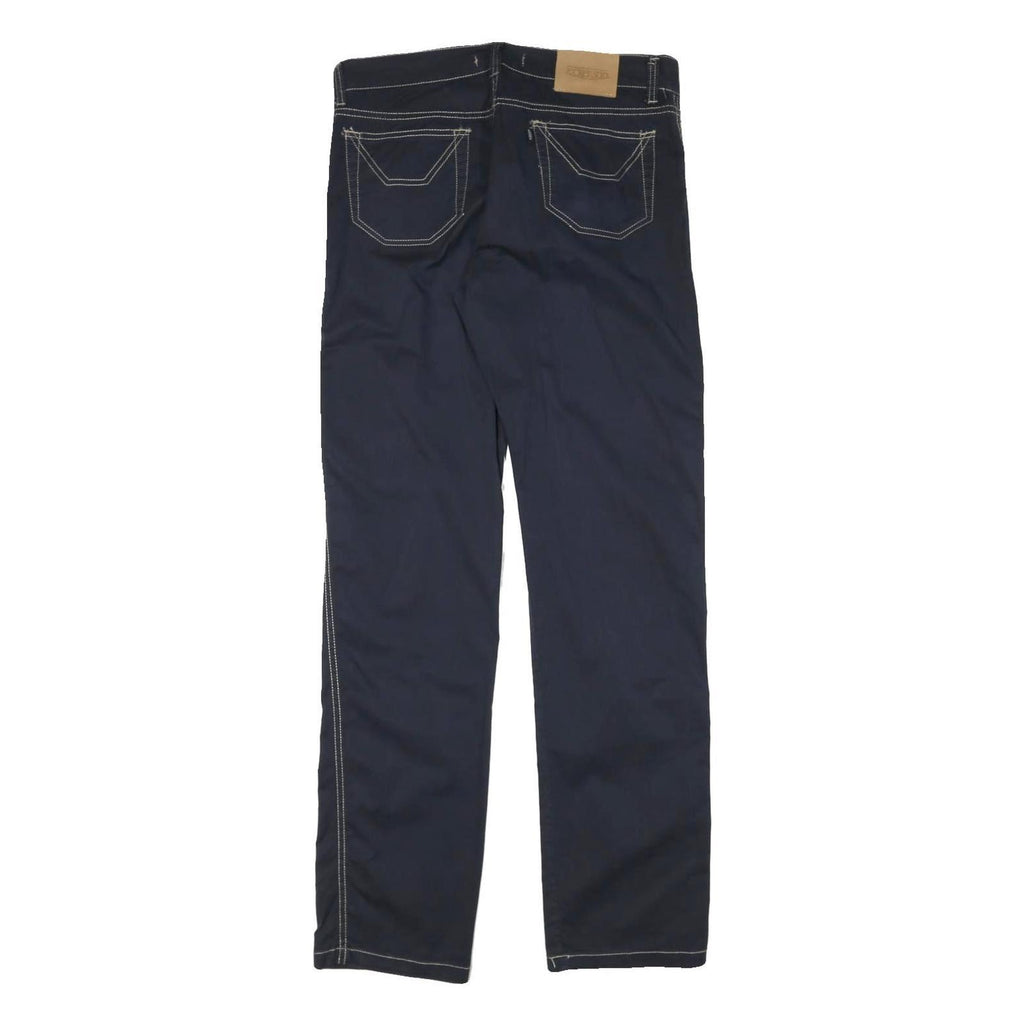 JECKERSON Mens Cotton Blend Navy Slim Straight Trousers W32 L32 Stylish Casual
