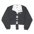 NIKE Mens Black & White Nylon Zip Jacket M Sportswear Large Logo Casual