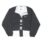NIKE Mens Black & White Nylon Zip Jacket M Sportswear Large Logo Casual