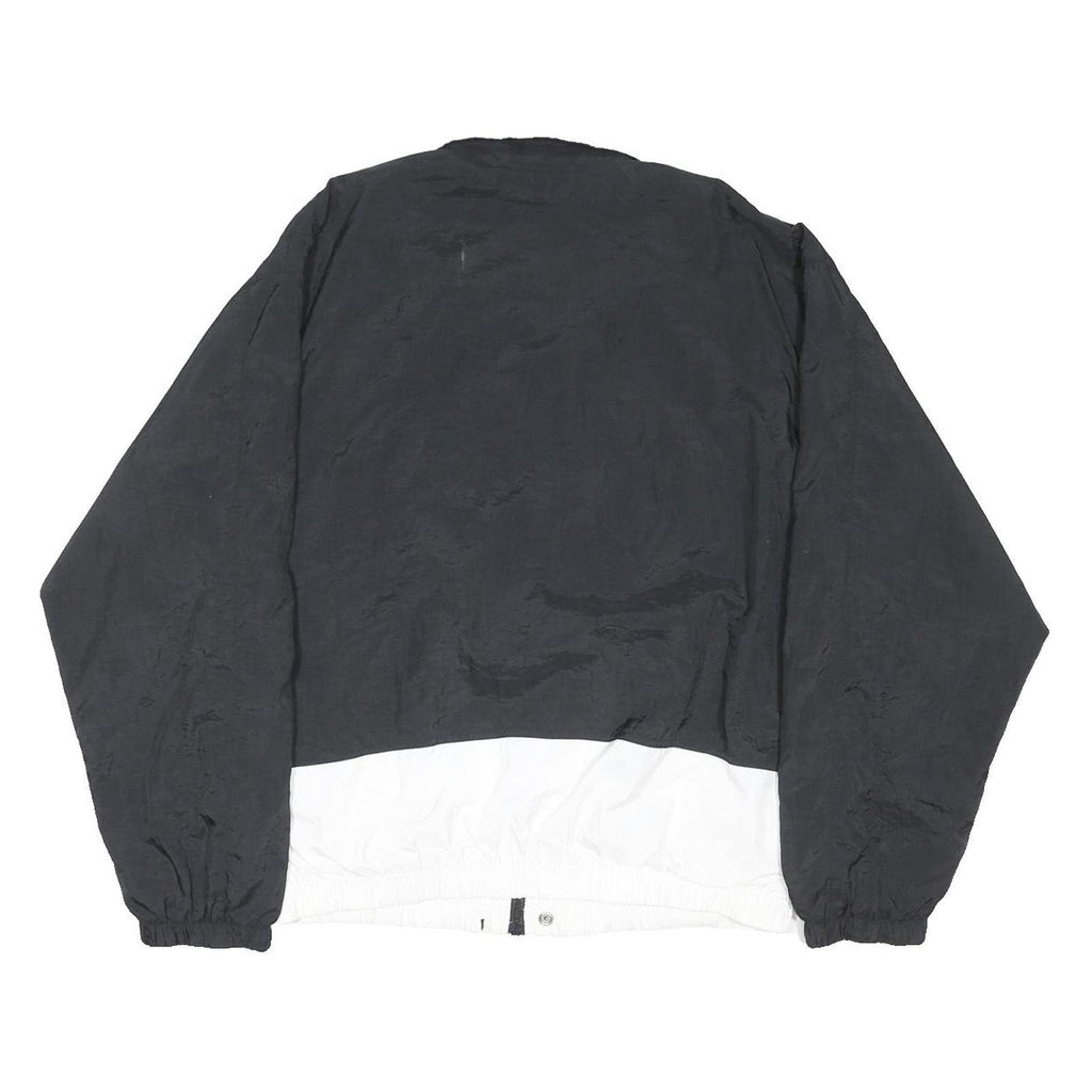 NIKE Mens Black & White Nylon Zip Jacket M Sportswear Large Logo Casual