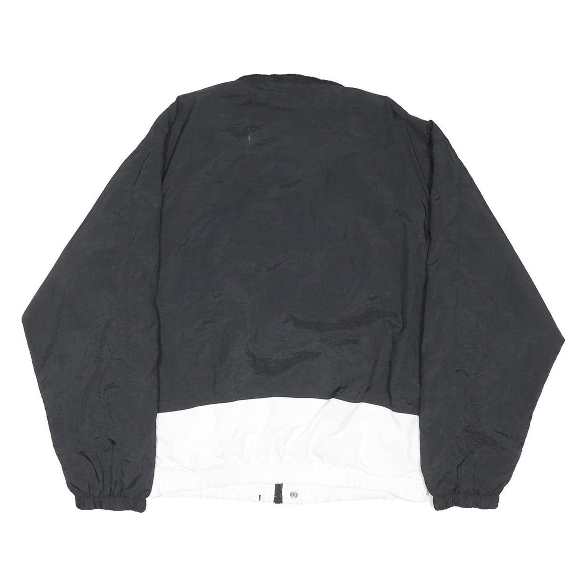 NIKE Mens Black & White Nylon Zip Jacket M Sportswear Large Logo Casual