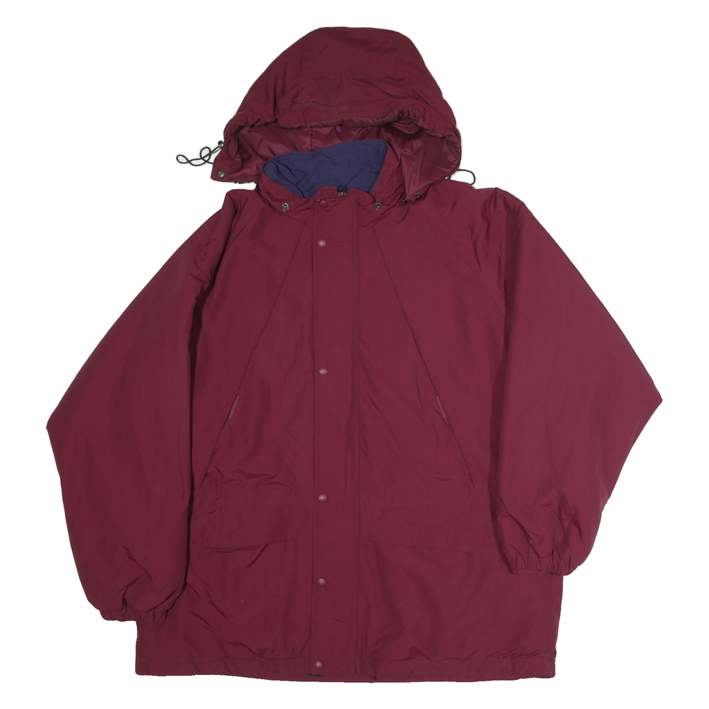 EDDIE BAUER Womens Maroon Nylon Outdoor Jacket XL Zip Hooded Casual Warm