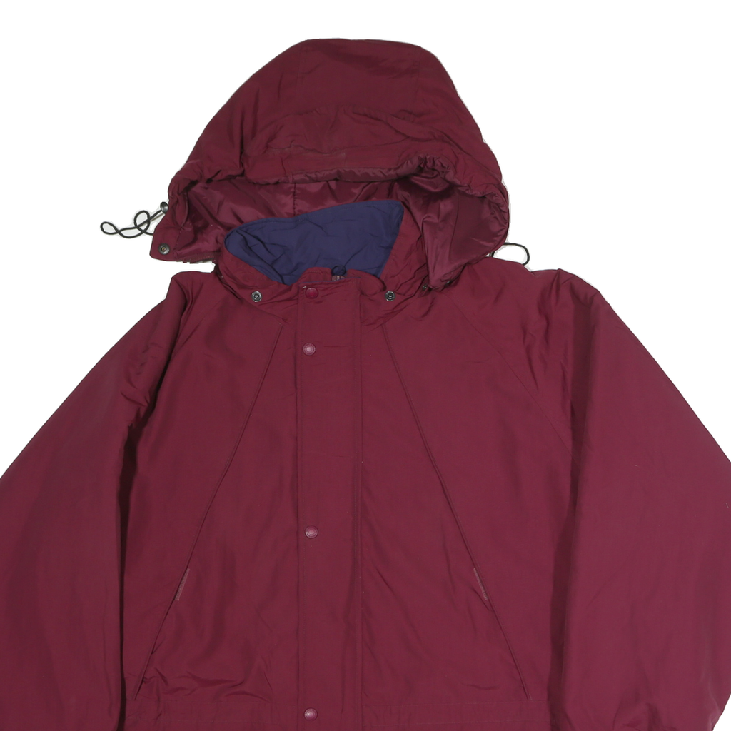 EDDIE BAUER Womens Maroon Nylon Outdoor Jacket XL Zip Hooded Casual Warm
