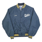 DUNBROOKE Mens Blue Yellow Varsity Jacket M Polyester Blend Button Plain