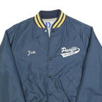 DUNBROOKE Mens Blue Yellow Varsity Jacket M Polyester Blend Button Plain