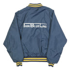 DUNBROOKE Mens Blue Yellow Varsity Jacket M Polyester Blend Button Plain