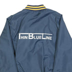 DUNBROOKE Mens Blue Yellow Varsity Jacket M Polyester Blend Button Plain