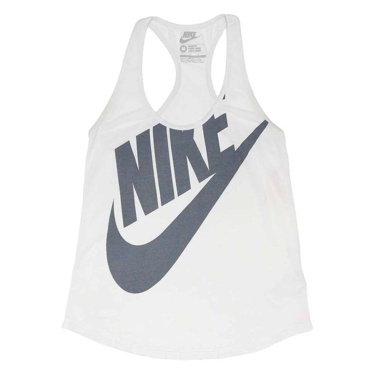 NIKE Womens White Sports Vest Sleeveless Round Neck Cotton Blend M Activewear