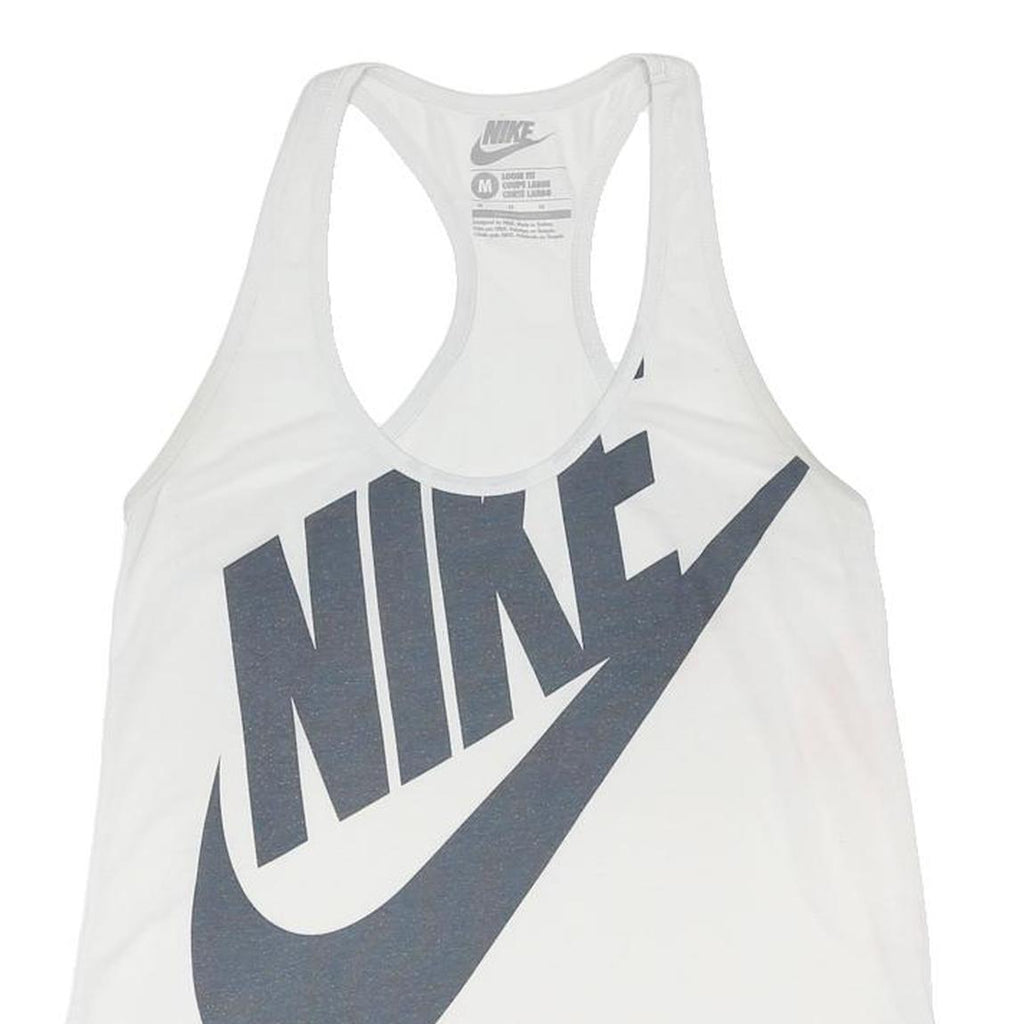 NIKE Womens White Sports Vest Sleeveless Round Neck Cotton Blend M Activewear