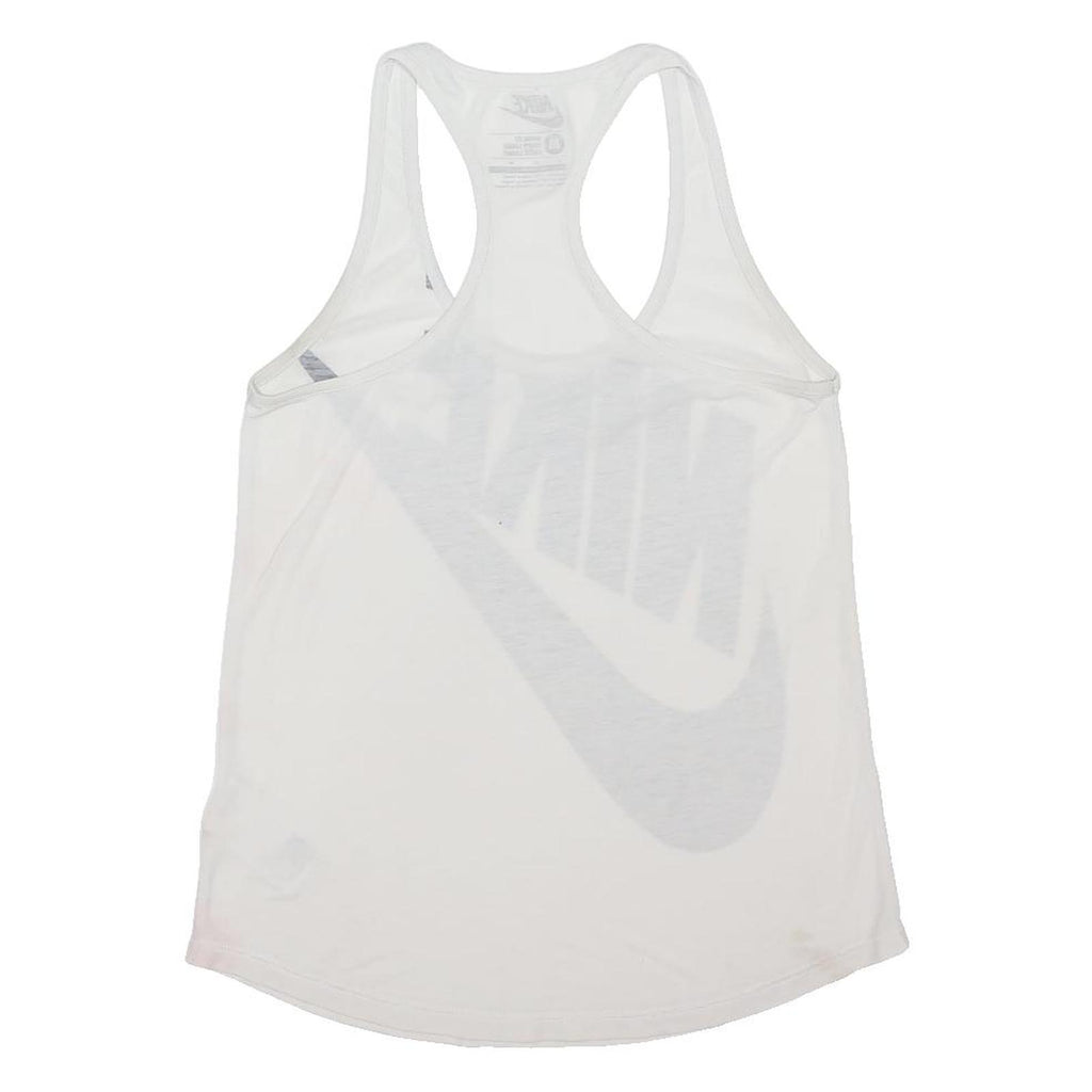 NIKE Womens White Sports Vest Sleeveless Round Neck Cotton Blend M Activewear