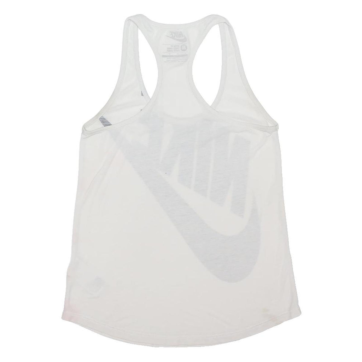NIKE Womens White Sports Vest Sleeveless Round Neck Cotton Blend M Activewear