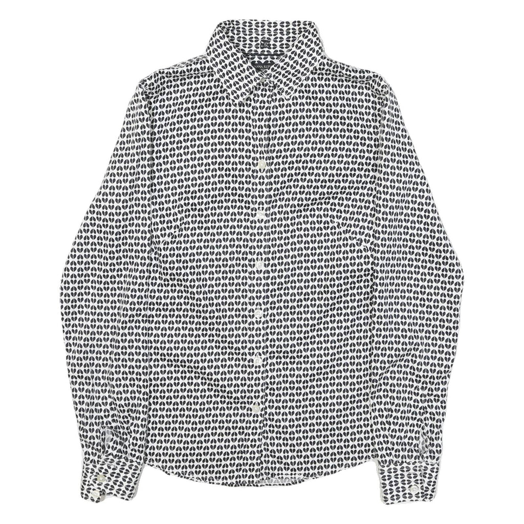 BANANA REPUBLIC Womens Black & White Pattern Shirt S Cotton Blend Button Down