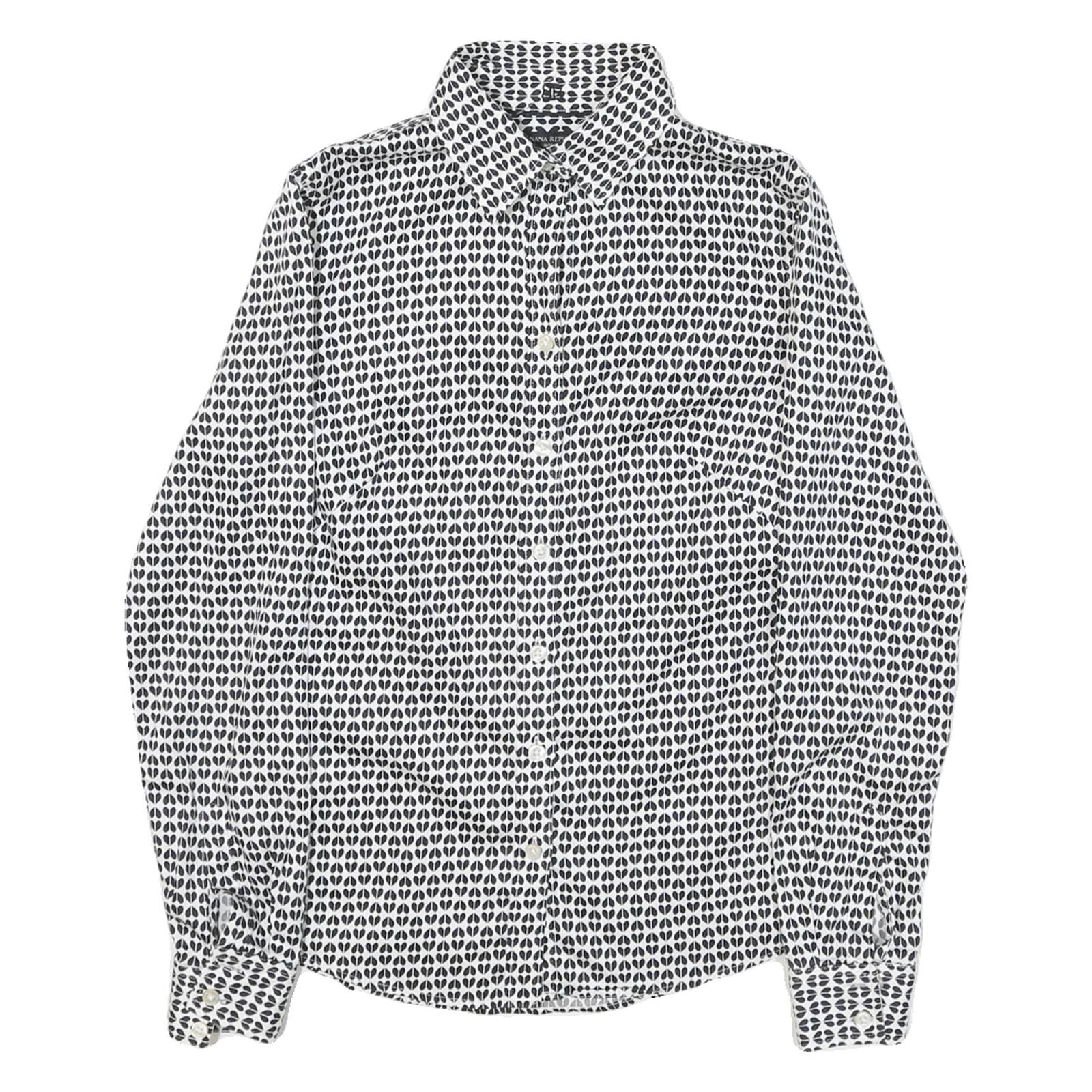 BANANA REPUBLIC Womens Black & White Pattern Shirt S Cotton Blend Button Down