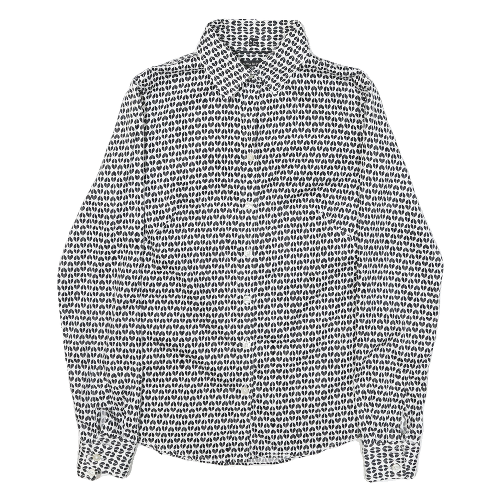 BANANA REPUBLIC Womens Black & White Pattern Shirt S Cotton Blend Button Down