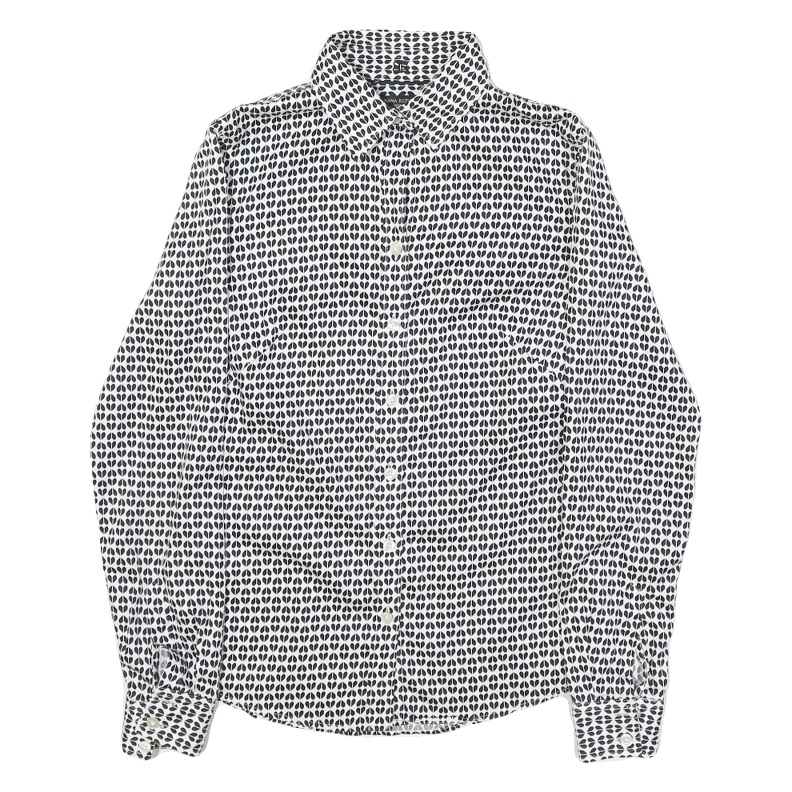 BANANA REPUBLIC Womens Black & White Pattern Shirt S Cotton Blend Button Down