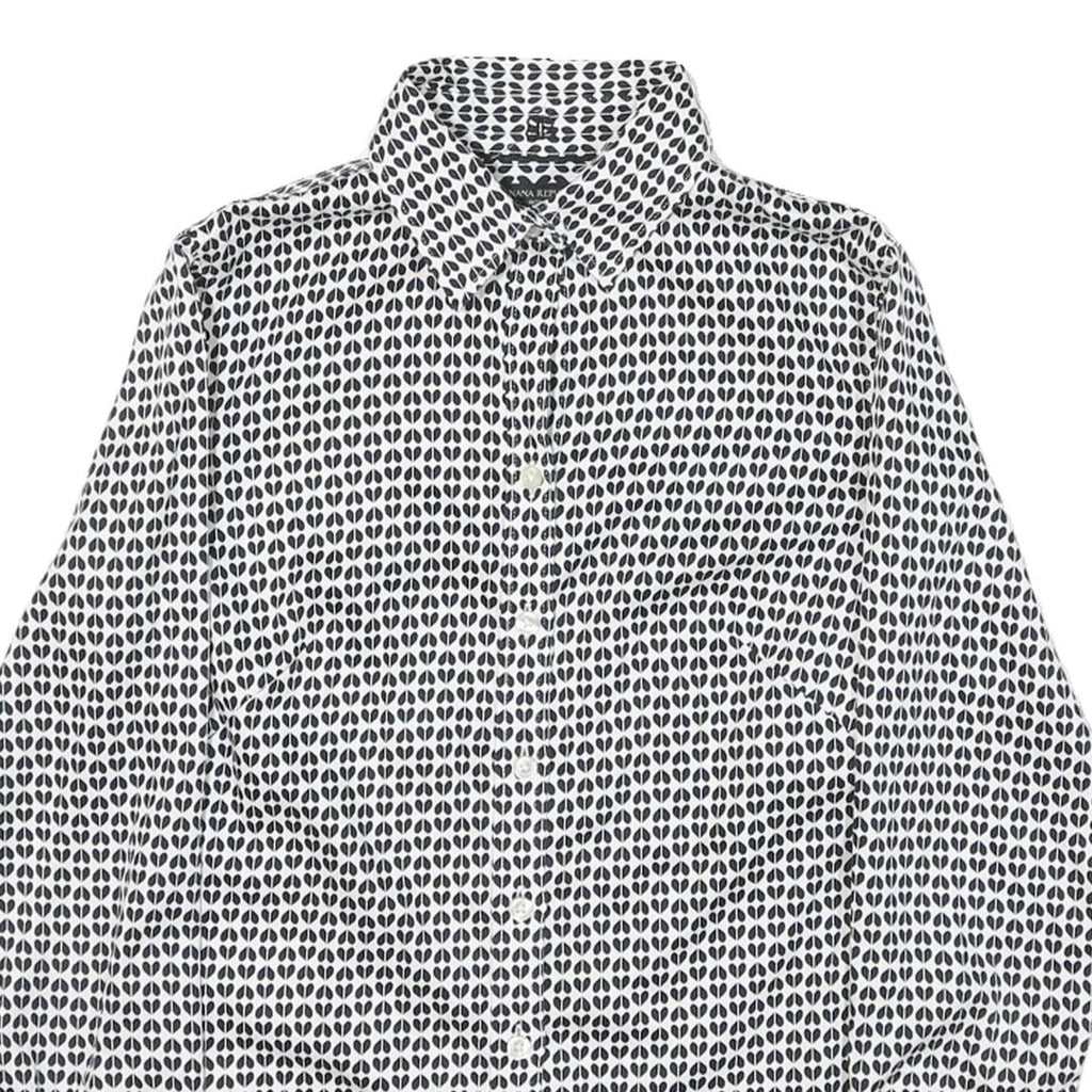 BANANA REPUBLIC Womens Black & White Pattern Shirt S Cotton Blend Button Down