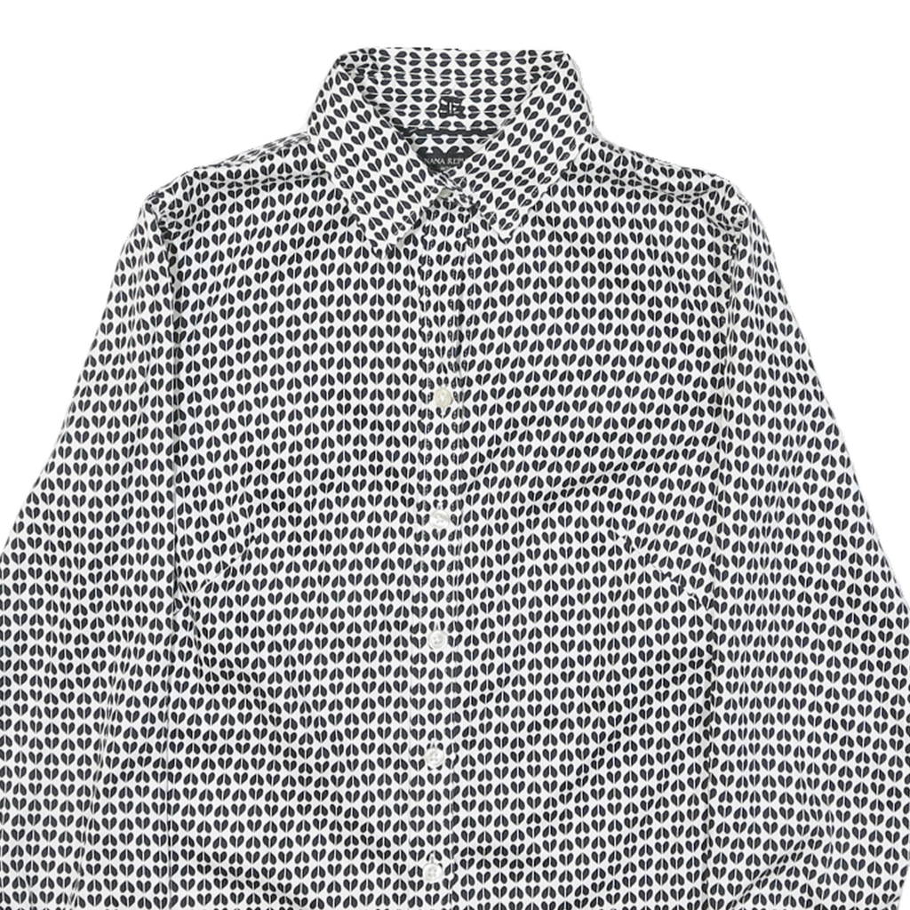 BANANA REPUBLIC Womens Black & White Pattern Shirt S Cotton Blend Button Down