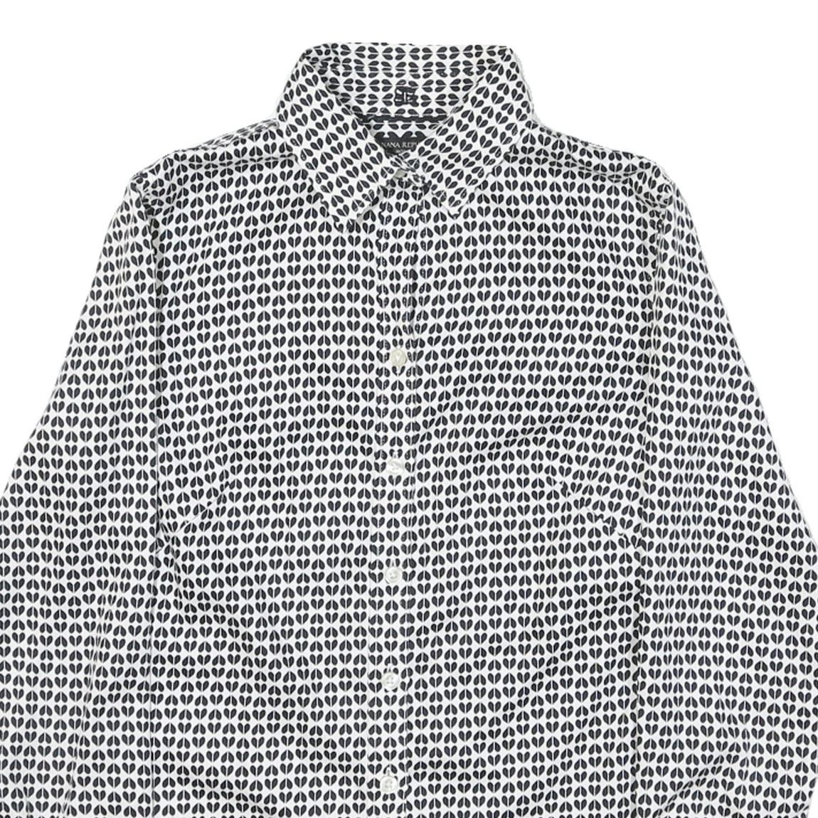 BANANA REPUBLIC Womens Black & White Pattern Shirt S Cotton Blend Button Down