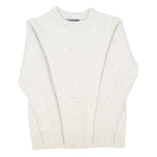 POLO RALPH LAUREN Womens White Patterned Wool Jumper Cable Knit Crew Neck M
