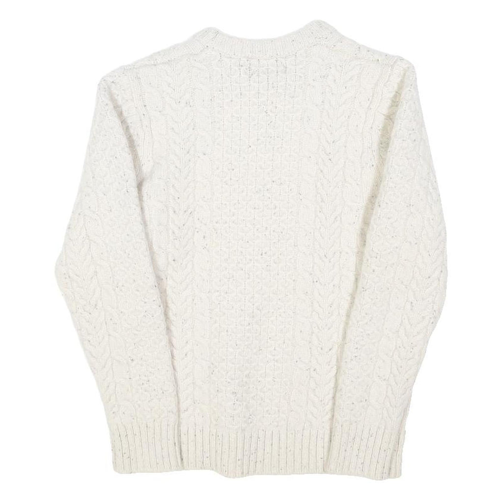POLO RALPH LAUREN Womens White Patterned Wool Jumper Cable Knit Crew Neck M