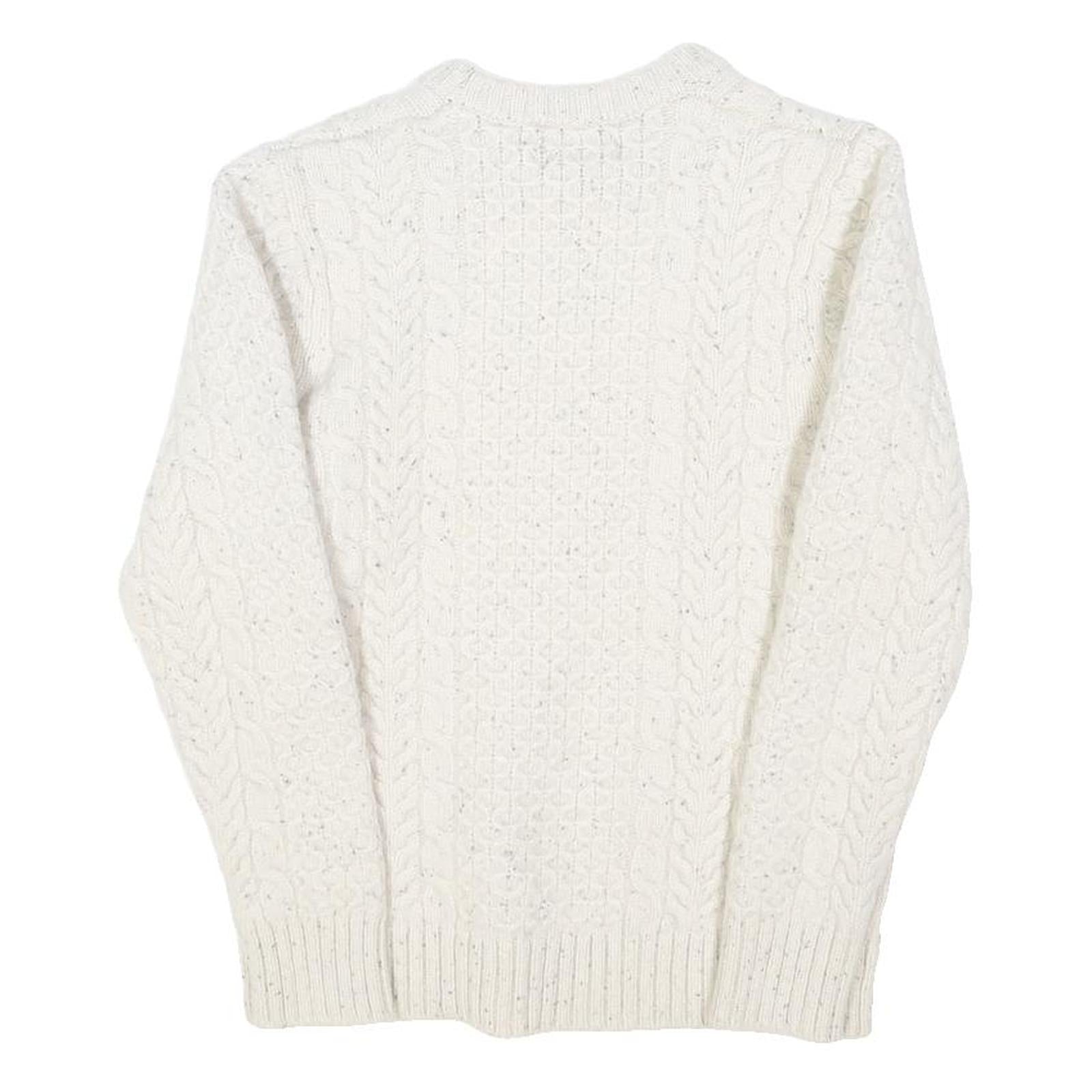 POLO RALPH LAUREN Womens White Patterned Wool Jumper Cable Knit Crew Neck M