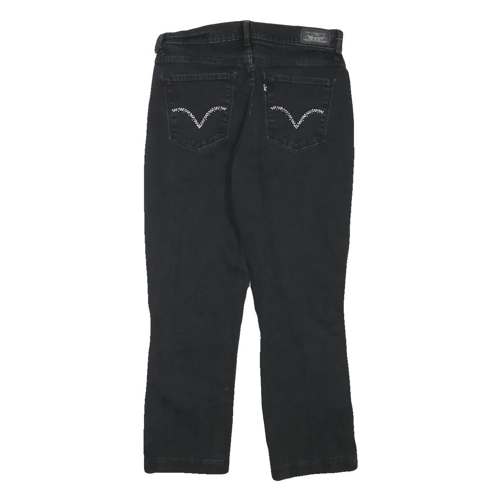 LEVI'S Womens Black Regular Fit Straight Denim Jeans W28 L24 Classic Cotton