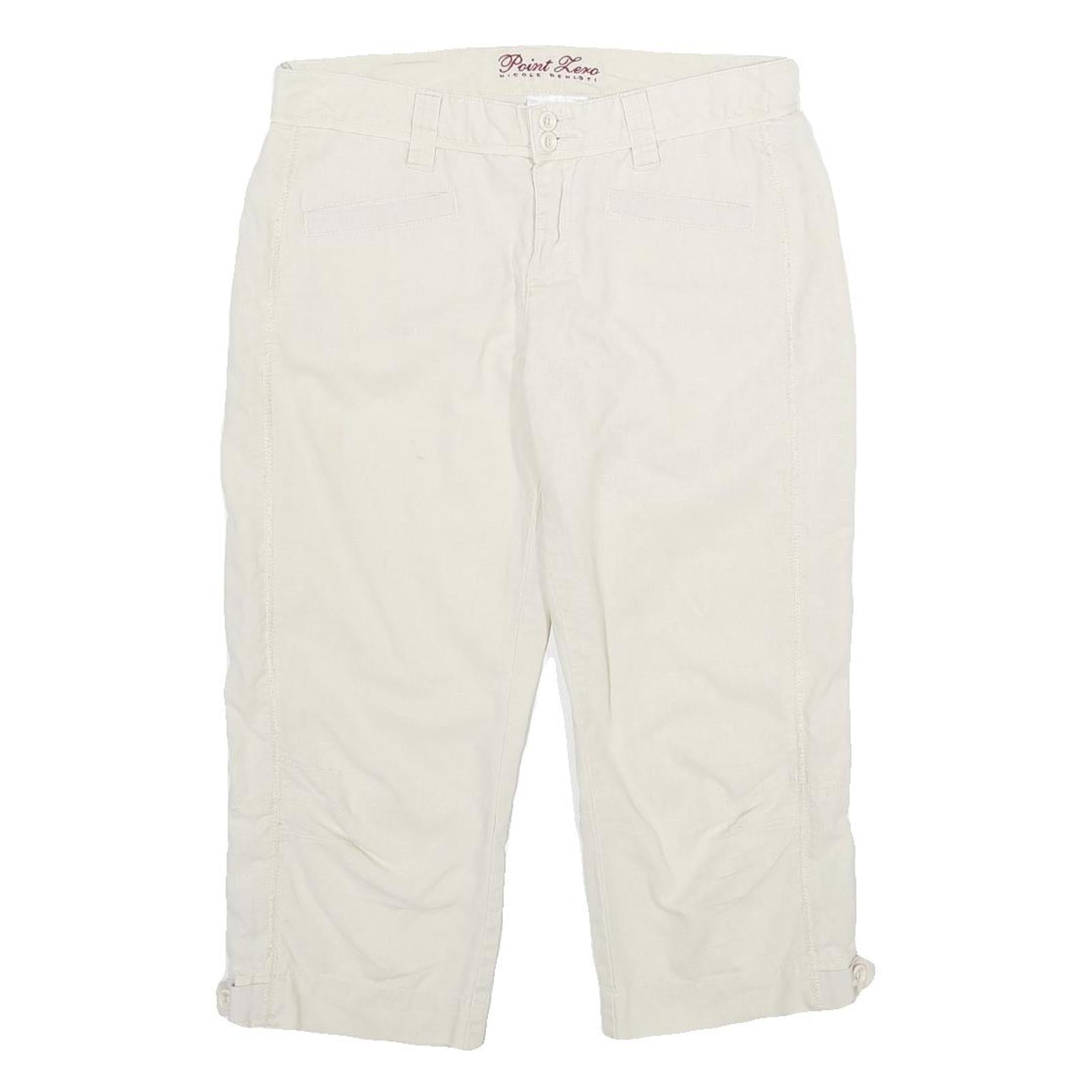 NICOLE RENISTI Womens Shorts White Casual Linen Blend UK 10 W30 Comfortable