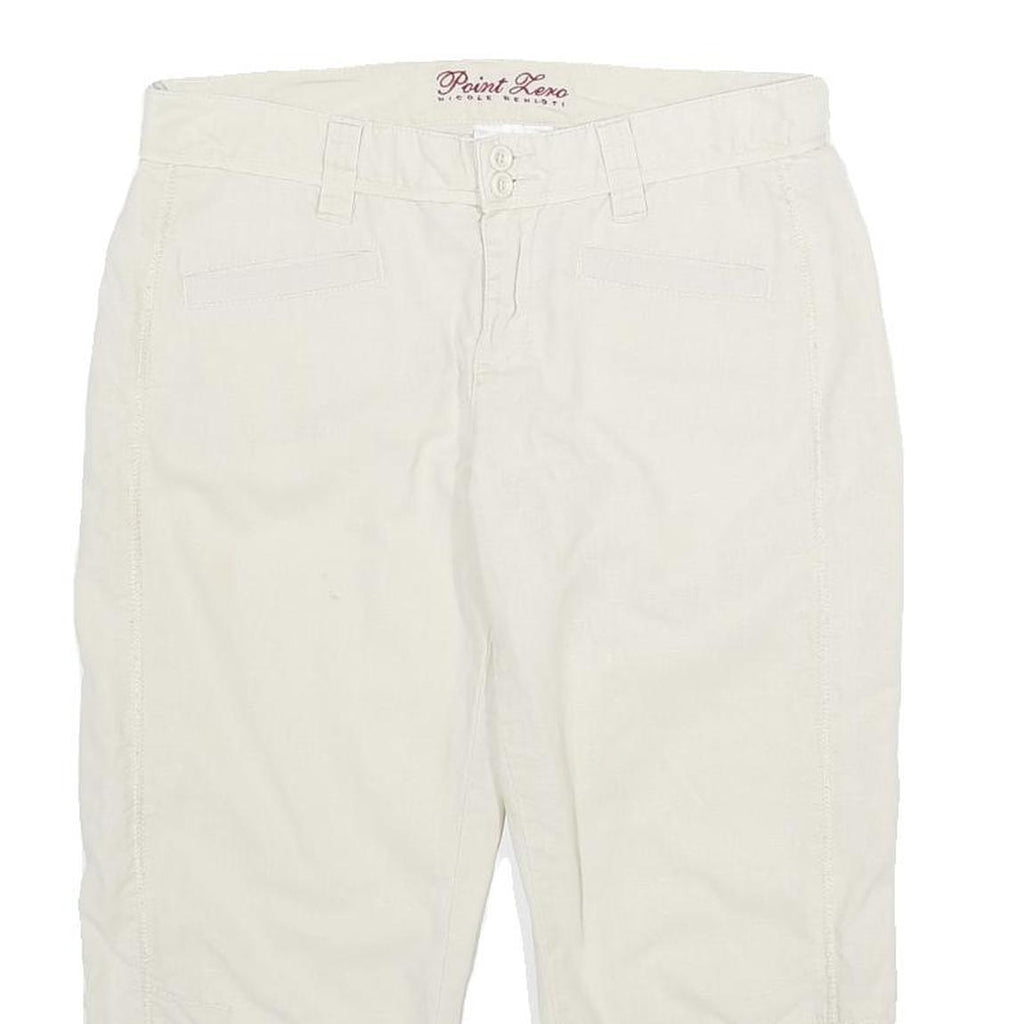 NICOLE RENISTI Womens Shorts White Casual Linen Blend UK 10 W30 Comfortable