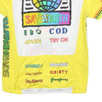 Mens White & Yellow Graphic T-Shirt L Short Sleeve Crew Neck Save Earth