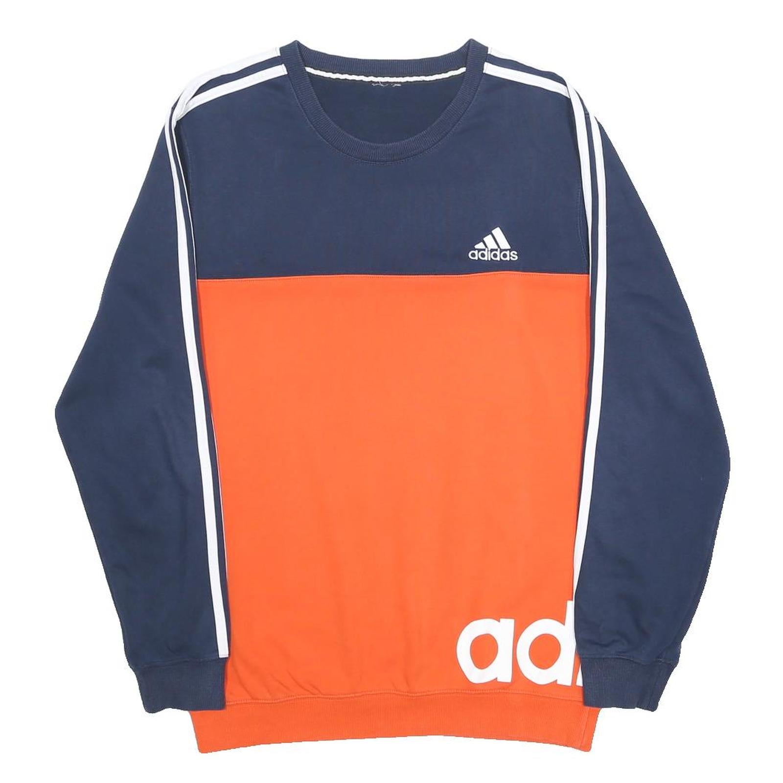 ADIDAS Mens Blue & Orange Crew Neck M Cotton Blend Sweatshirt Sports Casual