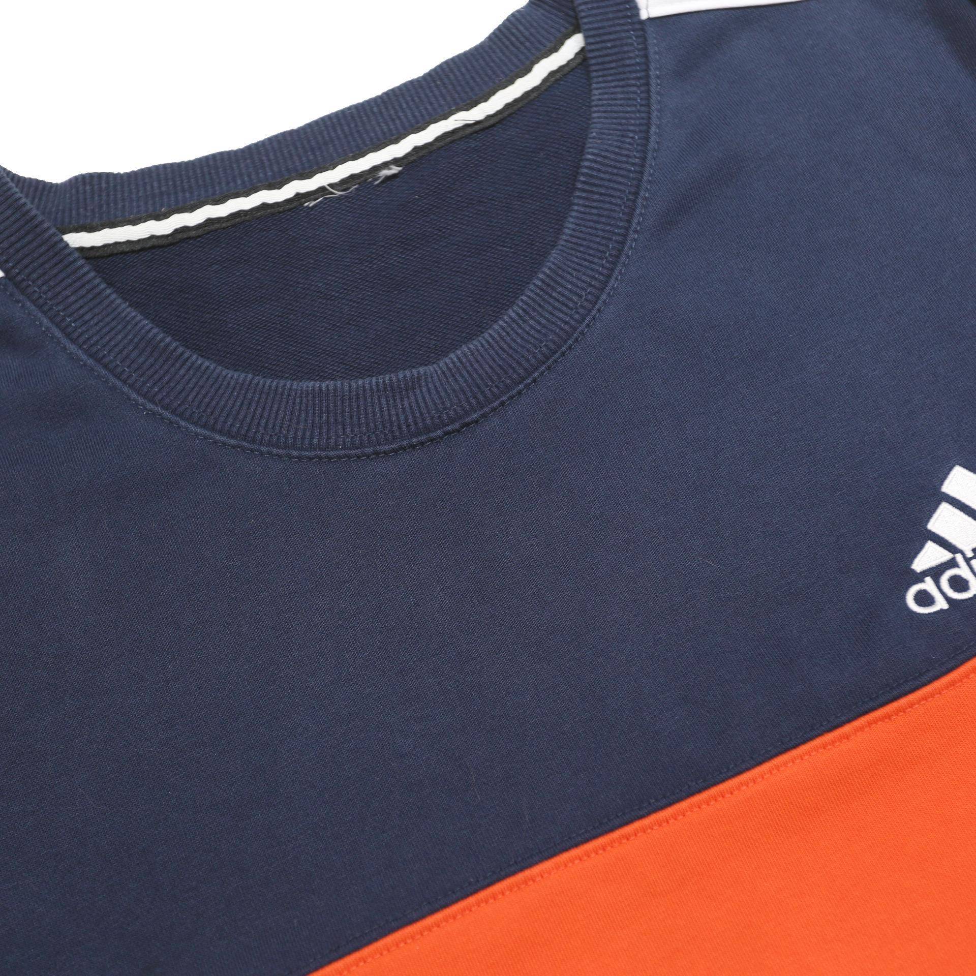 ADIDAS Mens Blue & Orange Crew Neck M Cotton Blend Sweatshirt Sports Casual