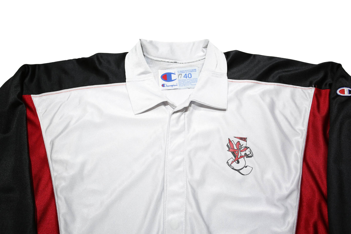 CHAMPION Mens White & Red Jeff City Button Jacket L Synthetic Sports Casual