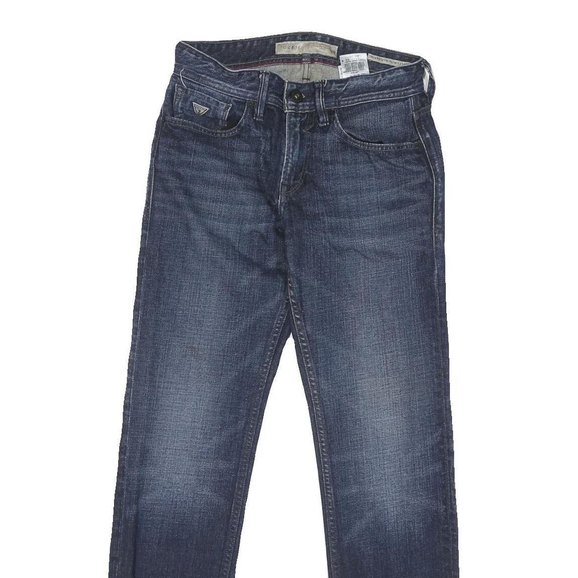 GUESS Mens Blue Regular Fit Straight Denim Jeans W30 L31 Classic Zip Pocket