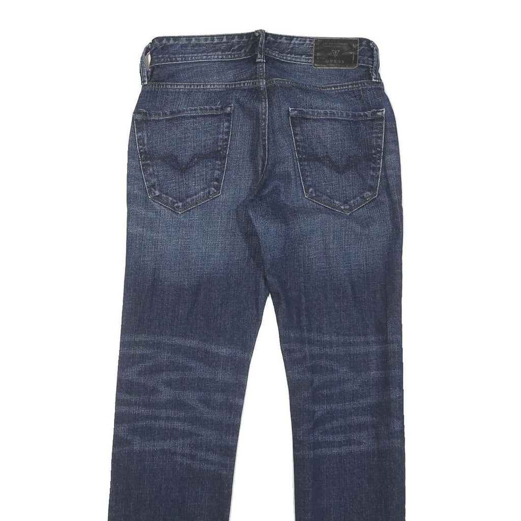 GUESS Mens Blue Regular Fit Straight Denim Jeans W30 L31 Classic Zip Pocket